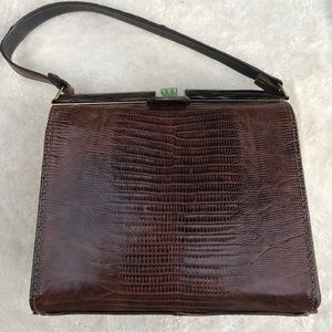 Vintage Woman's Brown Alligator HandBag